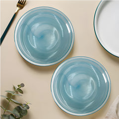 HK1105-2 - Lemon Tree 6" Blue Handmade Glass Snack Plate Set (2 PC) | 16x16x2 cm | Alabaster Glossy Finish