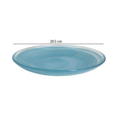 HK1103-2 - Lemon Tree 8" Blue Handmade Glass Quarter Plate Set (2 PC) | 20.5x20.5x2.2 cm | Alabaster Finish
