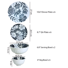 HF0602 – 20-Piece Ceramic Stoneware Dinner Set for 6 Pax | Exclusive Contemporary Design Dark Green Microwave & Dishwasher Safe Lead-Free with Gift Box Packaging