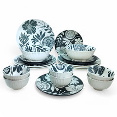HF0602 – 20-Piece Ceramic Stoneware Dinner Set for 6 Pax | Exclusive Contemporary Design Dark Green Microwave & Dishwasher Safe Lead-Free with Gift Box Packaging