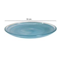 HK1105-2 - Lemon Tree 6" Blue Handmade Glass Snack Plate Set (2 PC) | 16x16x2 cm | Alabaster Glossy Finish