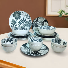 HF0602 – 20-Piece Ceramic Stoneware Dinner Set for 6 Pax | Exclusive Contemporary Design Dark Green Microwave & Dishwasher Safe Lead-Free with Gift Box Packaging