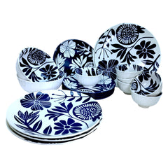 HF0601 – 20-Piece Ceramic Stoneware Dinner Set for 6 Pax | Exclusive Contemporary Design in Blue Microwave & Dishwasher Safe | Lead-Free with Gift Box Packaging