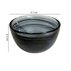 HK 1108-2 LEMON TREE Handmade Glass Bowls - 4" Black Snack Bowl /Dinner Bowl Set (2 pcs) with Alabaster Finish