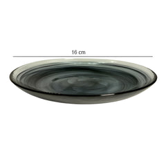 HK1106-2 - Lemon Tree 6" Black Handmade Glass Snack Plate Set (2 PC) | 16x16x2 cm | Elegant Alabaster Glossy Finish