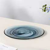 HK1102 - Lemon Tree 10.5" Black Handmade Glass Dinner Plate | Elegant Alabaster Finish