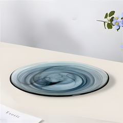 HK1102 - Lemon Tree 10.5" Black Handmade Glass Dinner Plate | Elegant Alabaster Finish