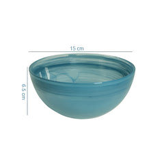HK1115 - LEMON TREE 6" ROUND BLUE GLASS SNACK / SERVING BOWL WITH HANDMADE ALABASTER FINISH