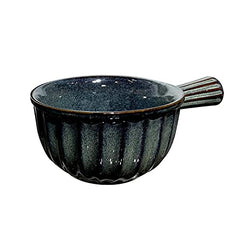 Lemon Tree Brown Ceramic Bowl with Handle | 600ml Multipurpose Stoneware Soup & Snack Bowl | Microwave & Dishwasher Safe