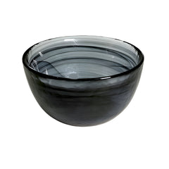 HK 1108-2 LEMON TREE Handmade Glass Bowls - 4" Black Snack Bowl /Dinner Bowl Set (2 pcs) with Alabaster Finish