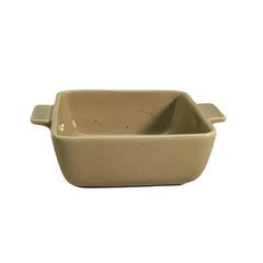 Lemon Tree 3-Piece Rectangular Beige Ceramic Snack Serving Set – Appetizer & Dip Bowls with Bamboo Tray