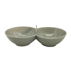 Lemon Tree Grey Ceramic Partition Dish – Stylish 2-Section Bowl for Snacks & Dips