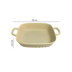 Lemon Tree Beige Square Ceramic Deep Dish Platter with Handles – Elegant Serveware for Snacks & Meals