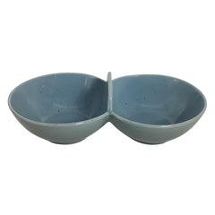 Lemon Tree Blue Ceramic 2-Section Small Partition Dish – Stylish Snack & Dip Serving Bowl