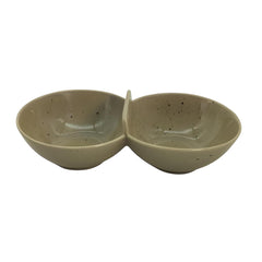 Lemon Tree Beige Ceramic 2-Section Small Partition Dish – Elegant Bowl for Snacks & Dips