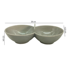 Lemon Tree Grey Ceramic 2-Section Small Partition Bowl – Elegant Serveware for Snacks & Dips