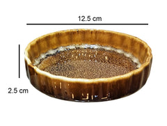 Lemon Tree Round Brown Ceramic Stoneware Serving Dish Set – 2 Pcs | 12 cm Diameter | Microwave, Oven & Dishwasher Safe