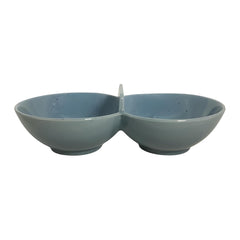 Lemon Tree Blue Ceramic 2-Section Small Partition Dish – Stylish Snack & Dip Serving Bowl