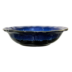 Lemon Tree Blue Wave-Shaped Stoneware Bowl (1000ml) | Stylish & Durable Serving Bowl for Snacks & Starters