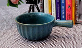 Lemon Tree Turquoise Ceramic Soup & Snack Bowl with Handle | 600ml Round Stoneware Bowl | Microwave & Dishwasher Safe