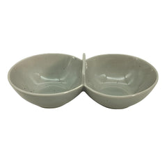 Lemon Tree Grey Ceramic 2-Section Small Partition Bowl – Elegant Serveware for Snacks & Dips