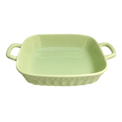 Lemon Tree Green Square Deep Dish Platter – Stylish Ceramic Serveware with Dual Handles