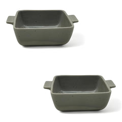 Lemon Tree 3-Piece Grey Ceramic Snack Serving Set – Elegant Appetizer & Dip Bowls with Bamboo Tray