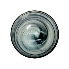 HK 1114 LEMON TREE Handmade Glass Bowls - 7" Black Round Big Snack Bowl with Alabaster Finish