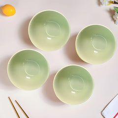 Lemon Tree Green Ceramic 4-Piece Bowl Set – Stylish Serveware for Snacks, Soups & Desserts