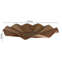 Lemon Tree Brown Textured Glass Platter with Wavy Rim | Elegant Deep Round Serving Dish