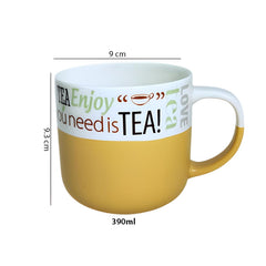 Lemon Tree Mustard 2-Piece Porcelain Tea Mug Set – Elegant Matte Finish Ceramic Cups for Everyday Use