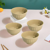 Beige Ceramic 4-Piece Bowl Set – Elegant & Versatile Serveware for Snacks & Desserts