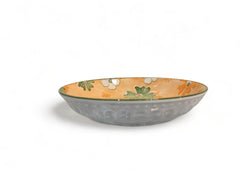 Lemon Tree Orange Ceramic Pasta Plate – 20cm Deep Round Dish for Pasta, Salad & Soup | Elegant Floral Print, Dishwasher Safe