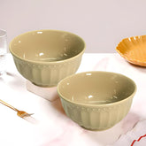 Beige Ceramic 2-Piece Medium Bowl Set – Stylish & Versatile Serveware for Snacks & Desserts