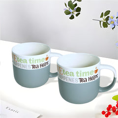 Lemon Tree Light Blue 2-Piece Tea Mug Set – Premium Porcelain with Matte Finish