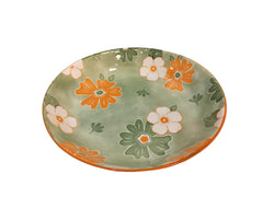 Lemon Tree Green Ceramic Pasta Plate – 20cm Deep Round Dish for Pasta, Salad & Soup | Floral Print, Dishwasher Safe