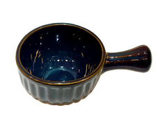 Lemon Tree Dark Blue Stoneware Soup & Snack Bowl with Handle | 600ml Multipurpose Ceramic Bowl | Microwave & Dishwasher Safe