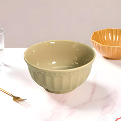Beige Ceramic 2-Piece Medium Bowl Set – Stylish & Versatile Serveware for Snacks & Desserts