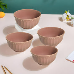 Lemon Tree Pink Ceramic 4-Piece Bowl Set – Elegant & Versatile Serveware for Every Occasion