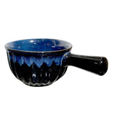 Lemon Tree Blue Ceramic Soup & Snack Bowl with Handle | 600ml Stoneware Bowl | Microwave & Dishwasher Safe