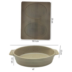 Lemon Tree Ceramic 2-Piece Oval Snack Serving Set with Bamboo Base – Stylish & Versatile