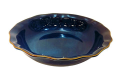 Lemon Tree Dark Blue Wave-Shaped Stoneware Bowl (1000ml) | Premium Ceramic Serving Bowl for Snacks & Starters