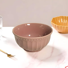 Pink Ceramic 2-Piece Bowl Set – Elegant Embossed Serveware for Snacks & Desserts