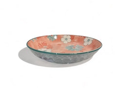 Lemon Tree Pink Ceramic Deep Pasta Plate – 20cm Floral Print Dish for Pasta, Salads & Soups | Stylish & Dishwasher Safe