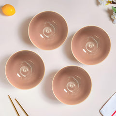 Lemon Tree Pink Ceramic 4-Piece Bowl Set – Elegant & Versatile Serveware for Every Occasion