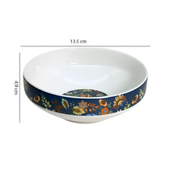 Navy Floral Porcelain Snack Bowls - Set of Two