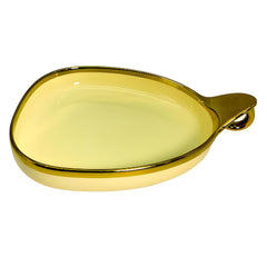 Elegant Cream Ceramic Deep Triangular Platter – Gold Rim & Hook Handle, 24cm