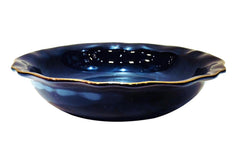 Lemon Tree Dark Blue Wave-Shaped Stoneware Bowl (1000ml) | Premium Ceramic Serving Bowl for Snacks & Starters