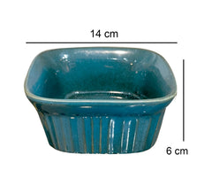 Lemon Tree Small Square Ceramic Serving Bowls – 500ml (Set of 2) | Turquoise Stoneware | Microwave & Dishwasher Safe