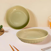 Lemon Tree Beige 7-Inch Deep Dish Set – Elegant 2-Piece Ceramic Plate Set for Pasta, Salads & Snacks